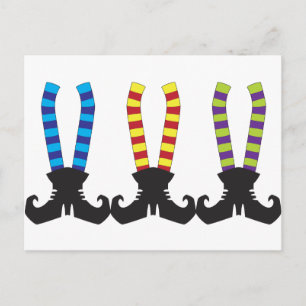 Cartão Postal Meias Stripy da bruxa