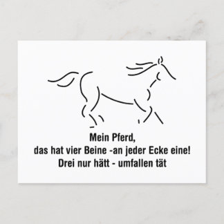 Cartão Postal Mein Pferd das hat vier Beine Lustiger Spruch