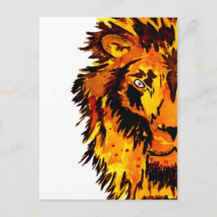 Cartão Postal Meio Rosto do Leão de Aquarela