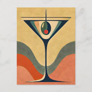 Cartão Postal Meio século moderno "pimento azeitona martini wave