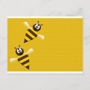Cartão Postal Mel Comb Abelhas Douradas Amarelas Arte Padrão