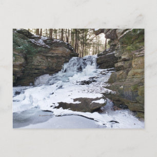 Cartão Postal Mel Run Waterfall in Winter, Millwood, OH