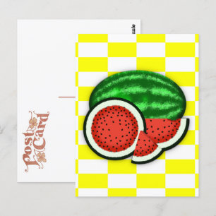 Cartão Postal Melancia em Fundo Dourado