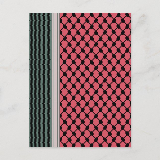 Cartão Postal Melancia palestiniana Hatta Keffiyeh Kufiya Folk (Frente)