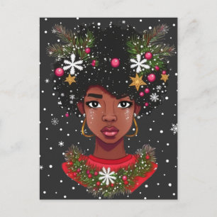 Cartão Postal Melanin Christmas Magic Black Girl Sista