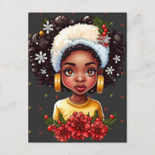 Cartão Postal Melanin Christmas Magic Black Girl Sista