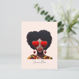Cartão Postal Melanin Magic: Rainha Negra Enroscando Formas Card