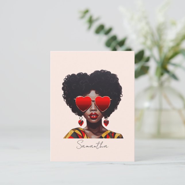 Cartão Postal Melanin Magic: Rainha Negra Enroscando Formas Card (Em pé/Frente)