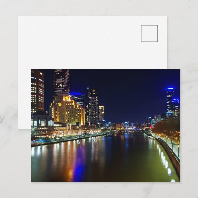 Cartão Postal Melbourne à noite (Frente/Verso)