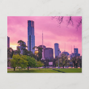 Cartão Postal Melbourne City Bonita de Rosa
