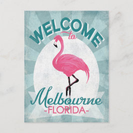 Cartão Postal Melbourne Flórida Flamingo Rosa Retro