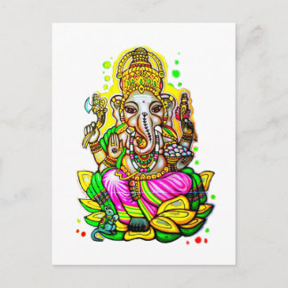 Cartão Postal Melbourne Grafite Street Art Ganesh Elephant Neon