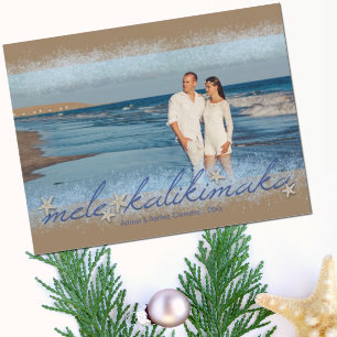 Cartão Postal Mele Kalikimaka com foto de Natal com Estrela do M