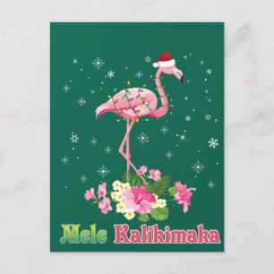 Cartão Postal Mele Kalikimaka Flamingo Papai Noel Natal Alegre