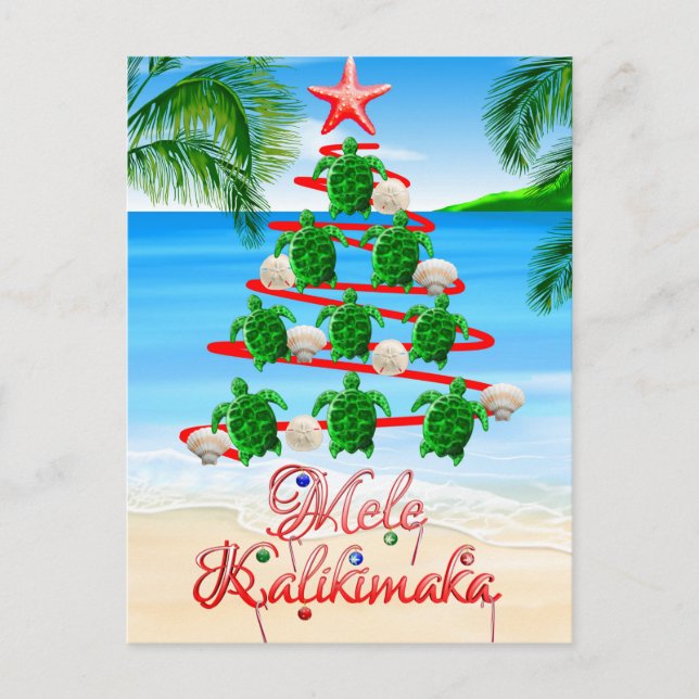 Cartão Postal Mele Kalikimaka Turtles (Frente)