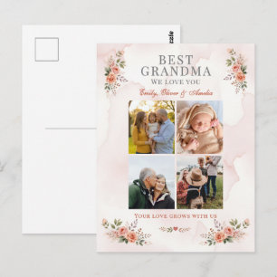 Cartão Postal Melhor Avó Colagem de Fotos Floral