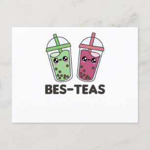 Cartão Postal Melhor Chás - Bolha Tea Kawaii Boba Tea Love