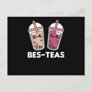 Cartão Postal Melhor Chás - Bolha Tea Kawaii Boba Tea Love