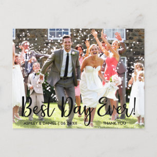 Cartão Postal Melhor Dia de Todos Agradecimento de Casamento Mod