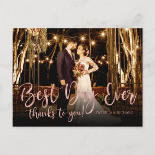 Cartão Postal Melhor Dia de Todos Cute Script Foto Casamento Obr