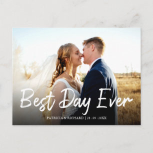 Cartão Postal Melhor Dia de Todos Estiloso Casamento Obrigado Fo