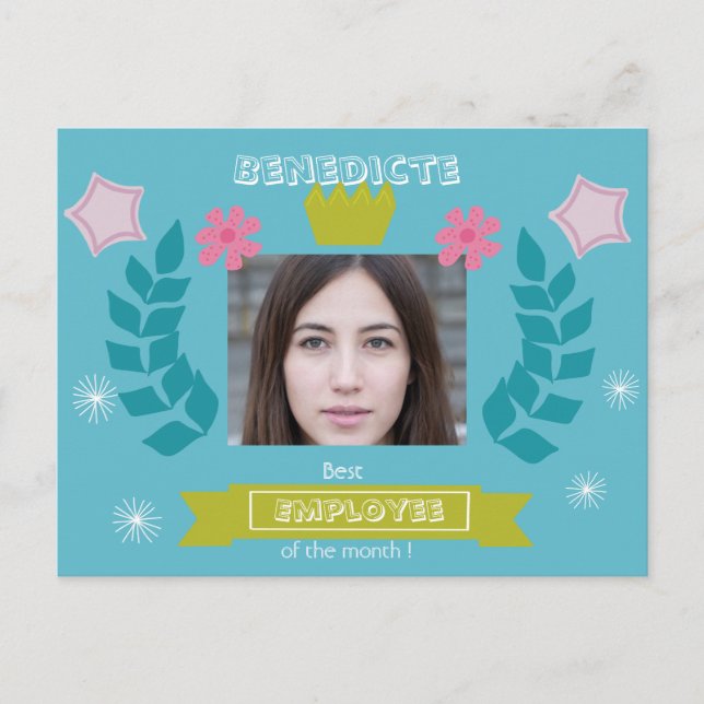 Cartão Postal Melhor funcionário do mês - parabéns - trabalho fo (Frente)