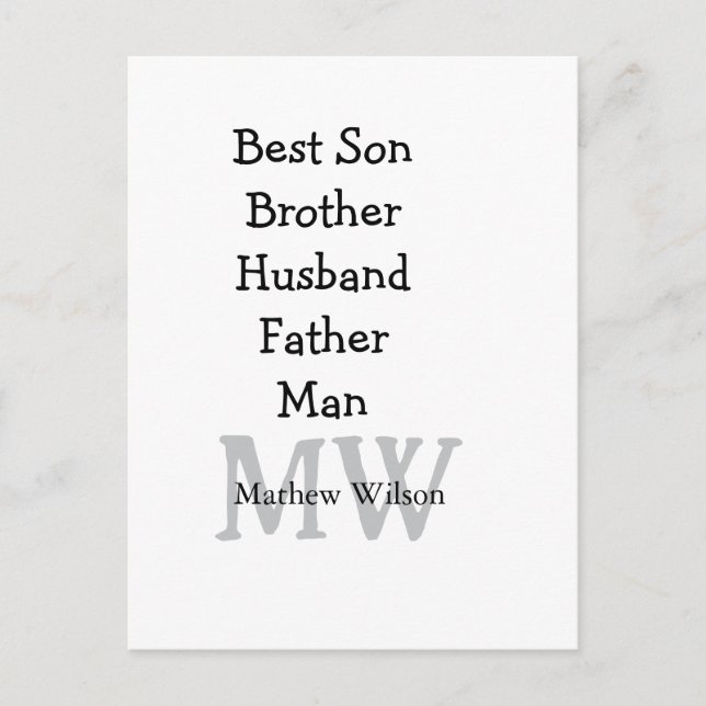 Cartão Postal Melhor homem filho marido pai aspas adiciona texto (Frente)
