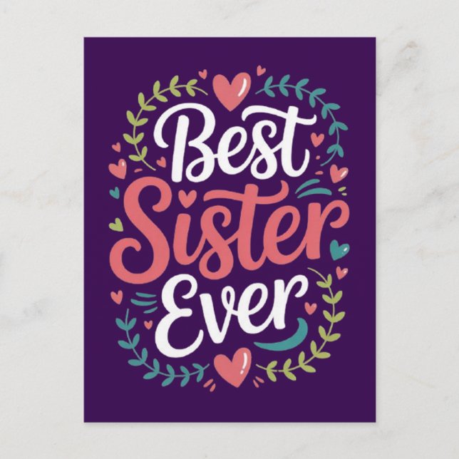 Cartão Postal Melhor Irmã de Todos os Tempos (Frente)