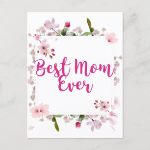 Cartão Postal Melhor Mãe de Todos os Tempos Floral Rosa Dia das 