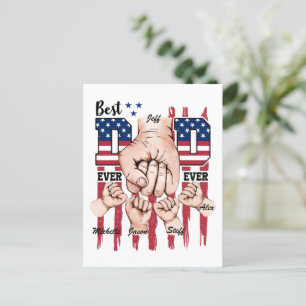 Cartão Postal Melhor Pai do mundo - Fist Bump USA Flag - 4 Kids