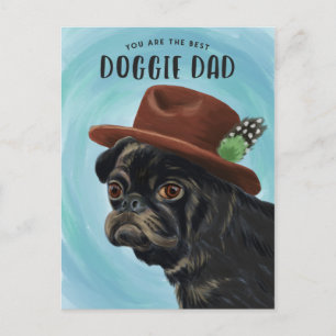 Cartão Postal Melhor Papai Cachorro Pug Dia dos Pais