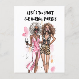 Cartão Postal Melhores amigas meninas negras fantasia de leopard