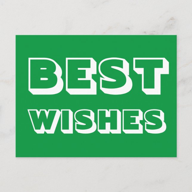 Cartão Postal Melhores Desejos, Boa Sorte, Verde Branco (Frente)