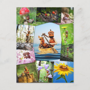 Cartão Postal Melhores fotos de elfos de bolota mosaico postcros