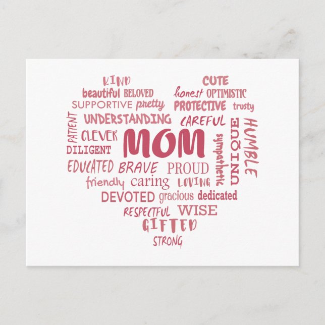 Cartão Postal Melhores qualidades da mãe e características da ma (Frente)