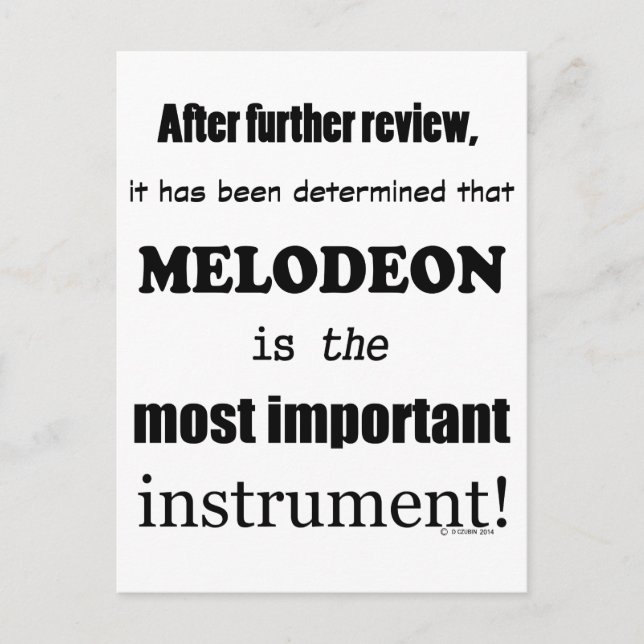 Cartão Postal Melodeon - Instrumento Mais Importante (Frente)