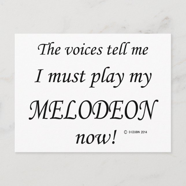 Cartão Postal Melodeon Voices diz que deve jogar (Frente)