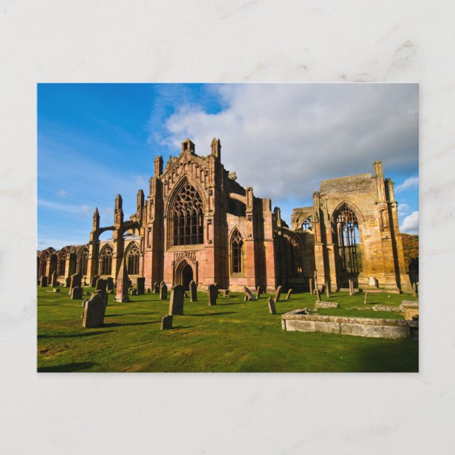 Cartão Postal Melrose Abbey, Scotland Postcard (Frente)
