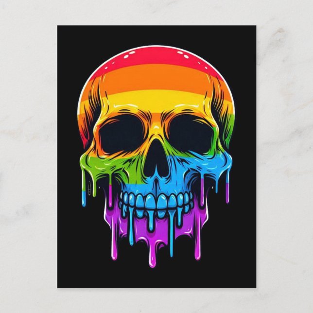 Cartão Postal Melthing Rainbow Skull (Frente)