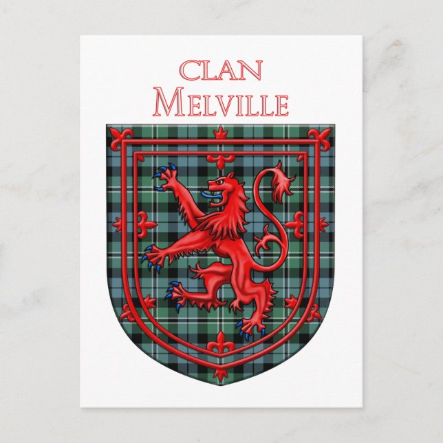 Cartão Postal Melville Tartan Scottish Xadrez Lion Rampant (Frente)