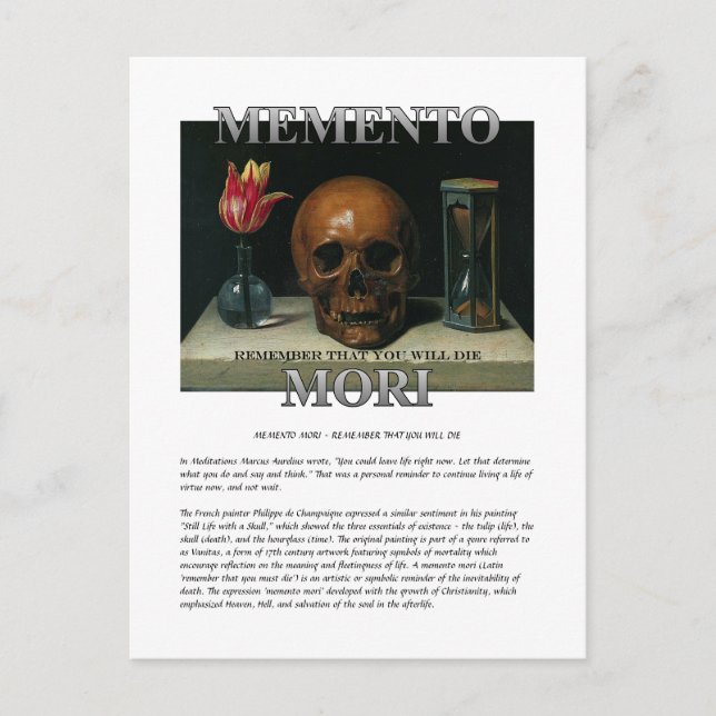 Cartão Postal Memento Mori - Lembre-se de que você vai morrer Ca (Frente)