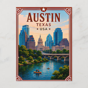 Cartão Postal 🤠 Memória de Austin Texas de Visita ao Centro 🤠