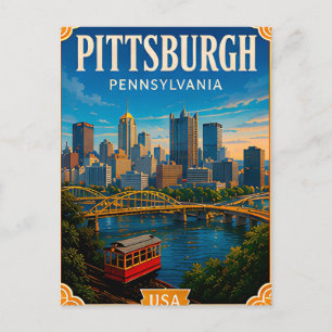 Cartão Postal 🌉 Memória de Férias em Pittsburgh Pennsylvania 🌉