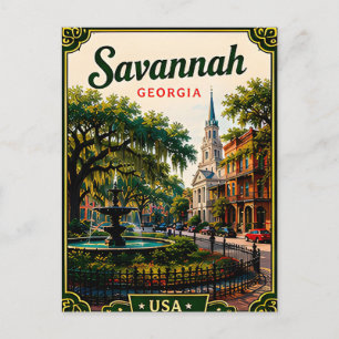 Cartão Postal 🌿 Memória de Férias Históricas em Savannah Geórgi