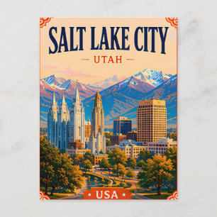 Cartão Postal 🏔️ Memória de Salt Lake City Utah do Templo