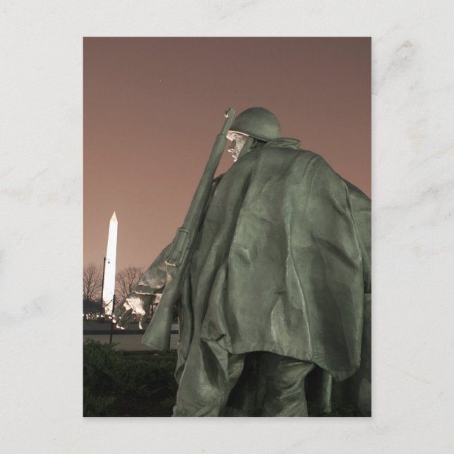 Cartão Postal Memorial Coreano e Monumento a Washington à noite (Frente)