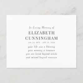 Cartão Postal Memorial de Saudades Citação Moderna Simples