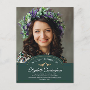 Cartão Postal Memorial Funeral Monograma Foto Clássica Obrigado
