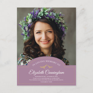 Cartão Postal Memorial Funeral Monograma Foto Clássica Obrigado