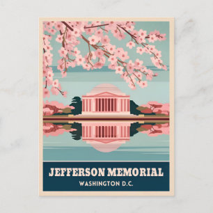 Cartão Postal Memorial Jefferson viagens vintage Washington DC